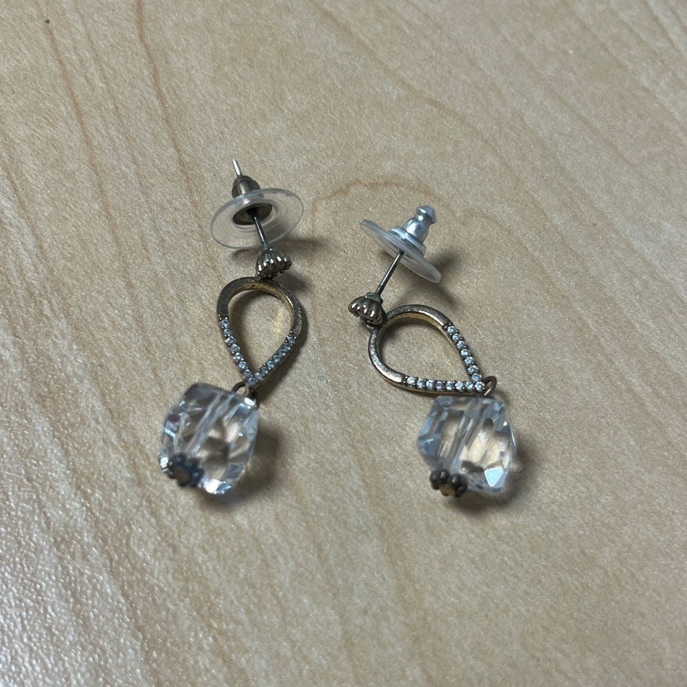Vintage Women Elegant Faux  Silver Drop Earrings